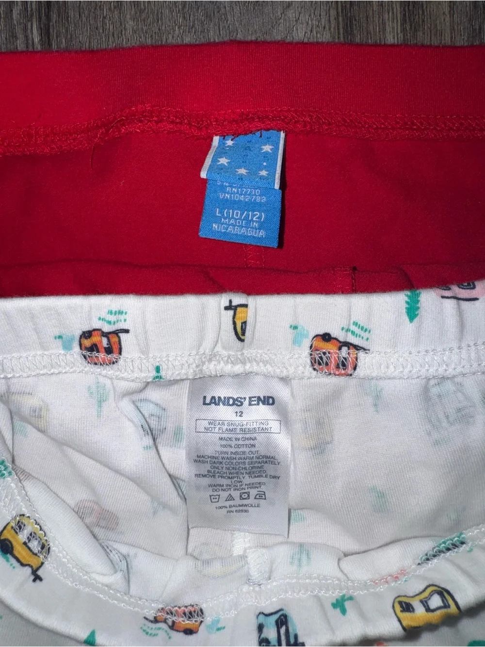 Lands' End Kids 2-Pack Shorts - White Camper Print & Red